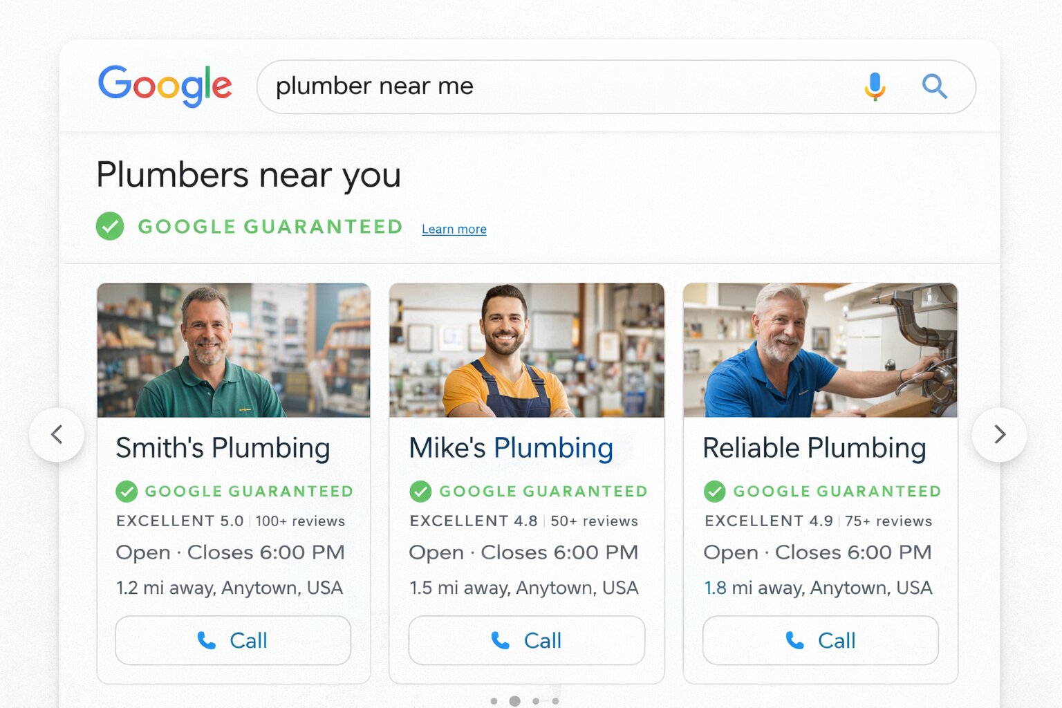 plumbers near me results page